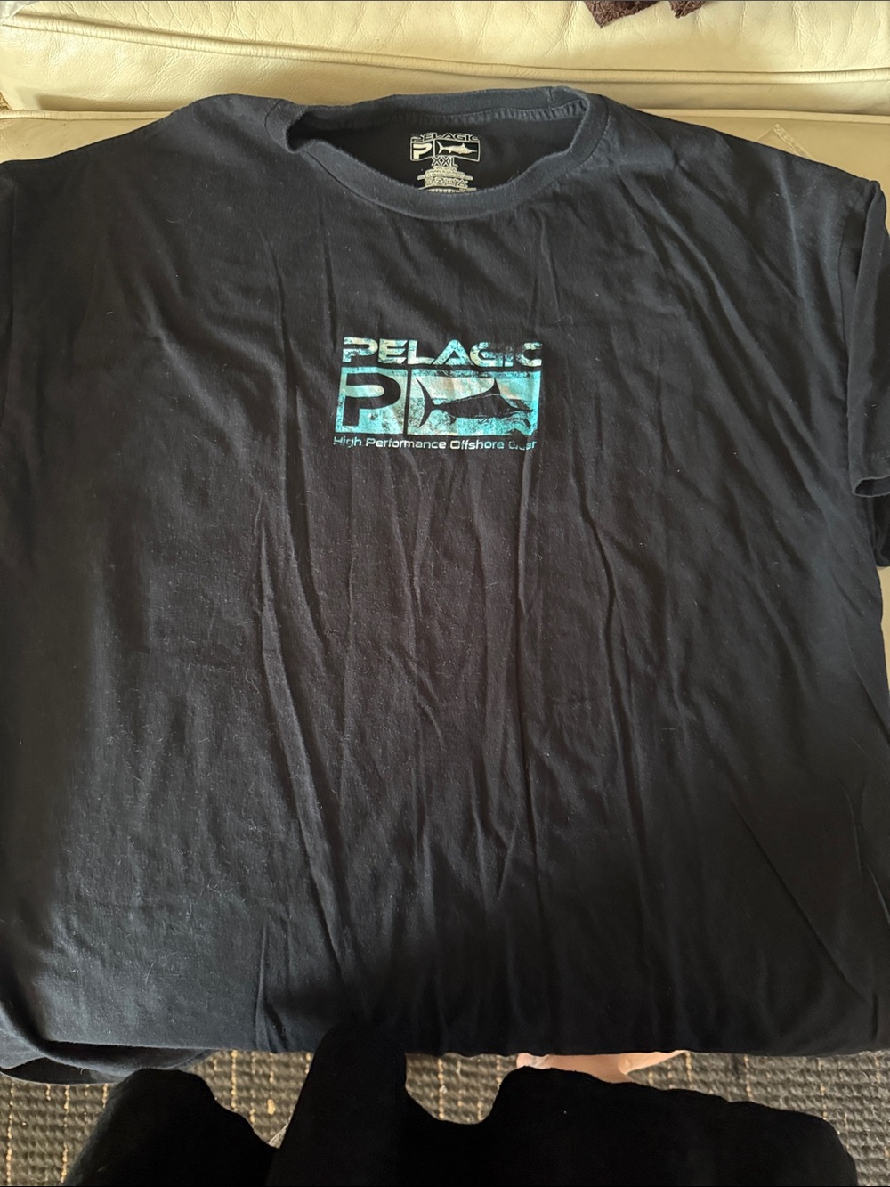 Pelagic Black Short Sleeve Tee with Aqua Logo 0094